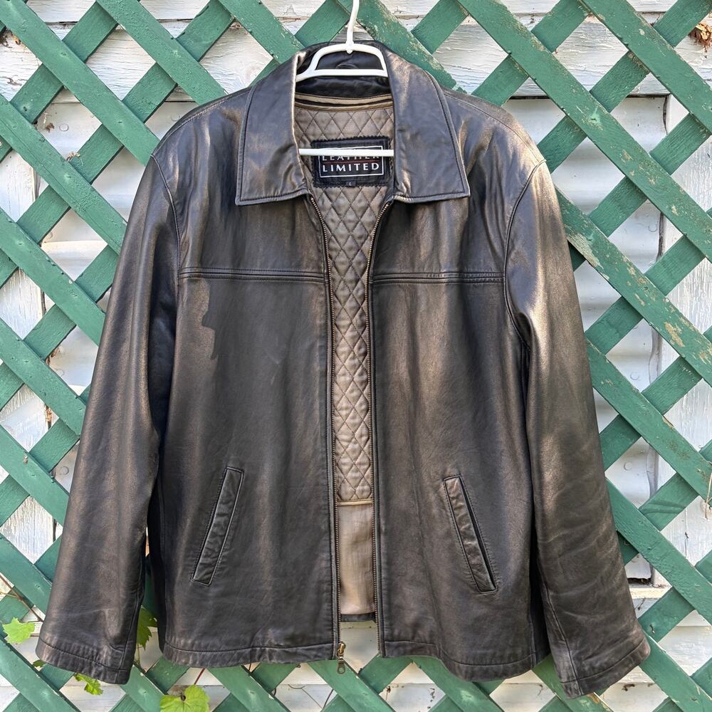 Leather Limited Jacket Mens Large Brown Quilted Removable Liner Worn In Vintage